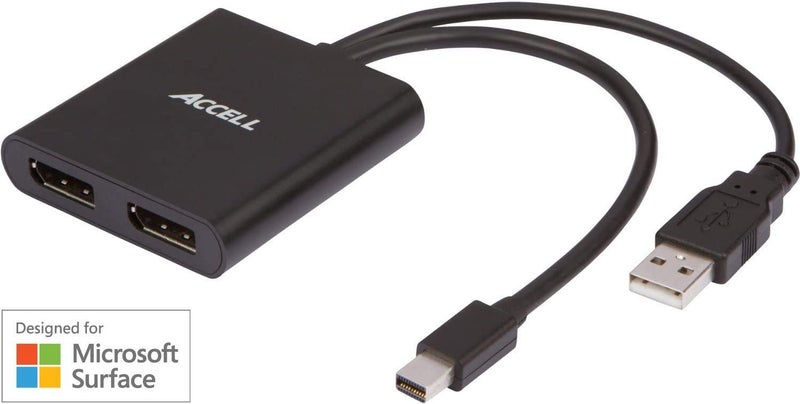 Accell mDP-2DP Multi Monitor Splitter - Mini DisplayPort 1.2 Multi-Stream Transport (MST) Hub - 1x Mini DisplayPort connector, 2x DisplayPort outputs,Black - Image 2